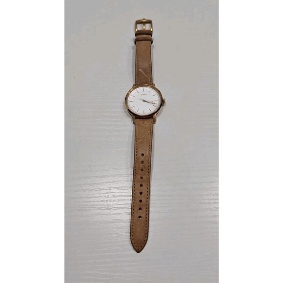 Fossil ES4185 Neely Sand Leather Rose Gold White Dial Watch New Battery W125